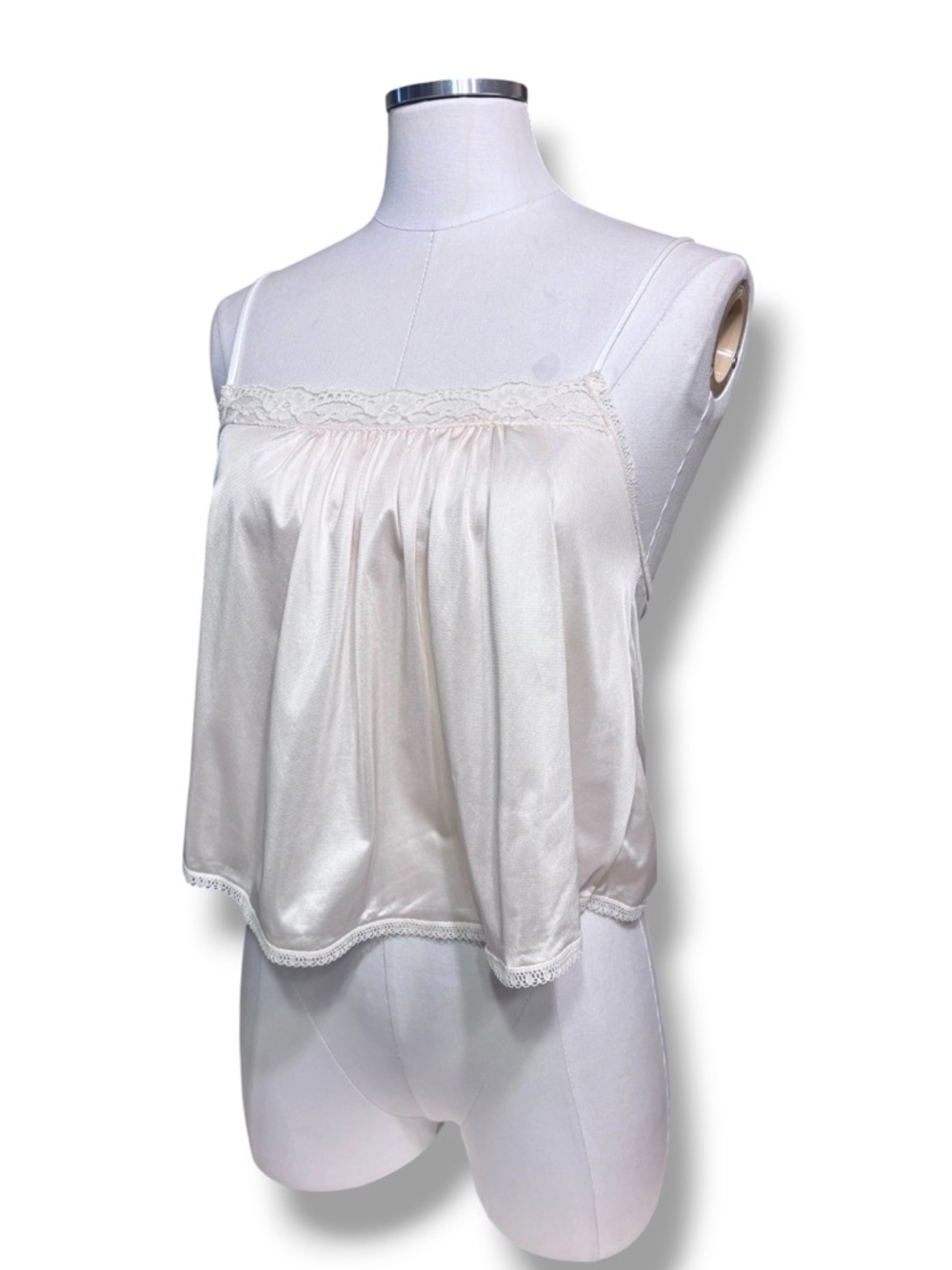 ALANA GALE INTIMATES Palest Pink Gathered Cropped Camisole VINTAGE 1980s